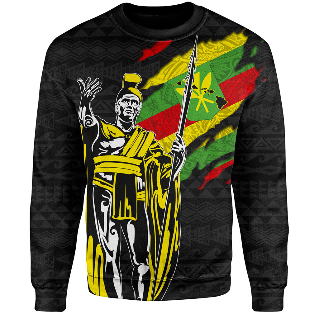 Hawaii Sweatshirt Tribal Kanaka Maoli King Kamehameha Crack Style
