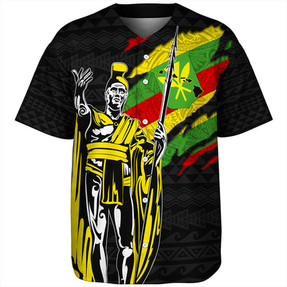 Hawaii Baseball Shirt Tribal Kanaka Maoli King Kamehameha Crack Style
