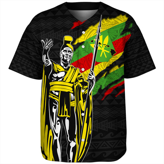 Hawaii Baseball Shirt Tribal Kanaka Maoli King Kamehameha Crack Style