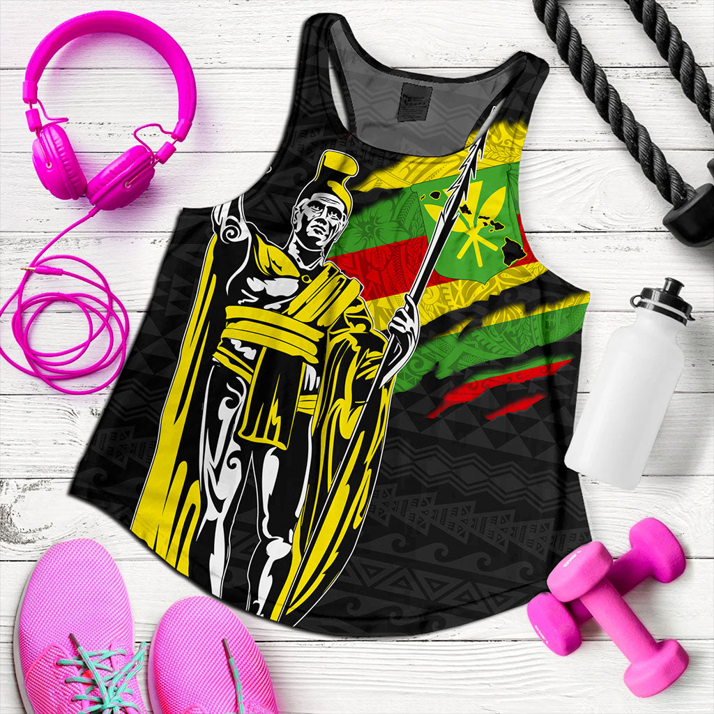 Hawaii Women Tank Tribal Kanaka Maoli King Kamehameha Crack Style