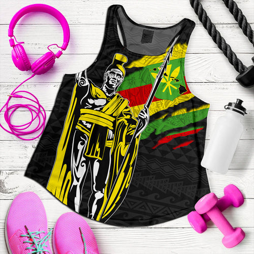 Hawaii Women Tank Tribal Kanaka Maoli King Kamehameha Crack Style