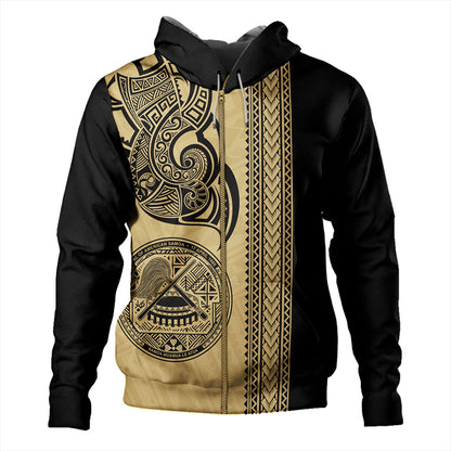 American Samoa Hoodie Polynesia Tribal Tattoo Gold