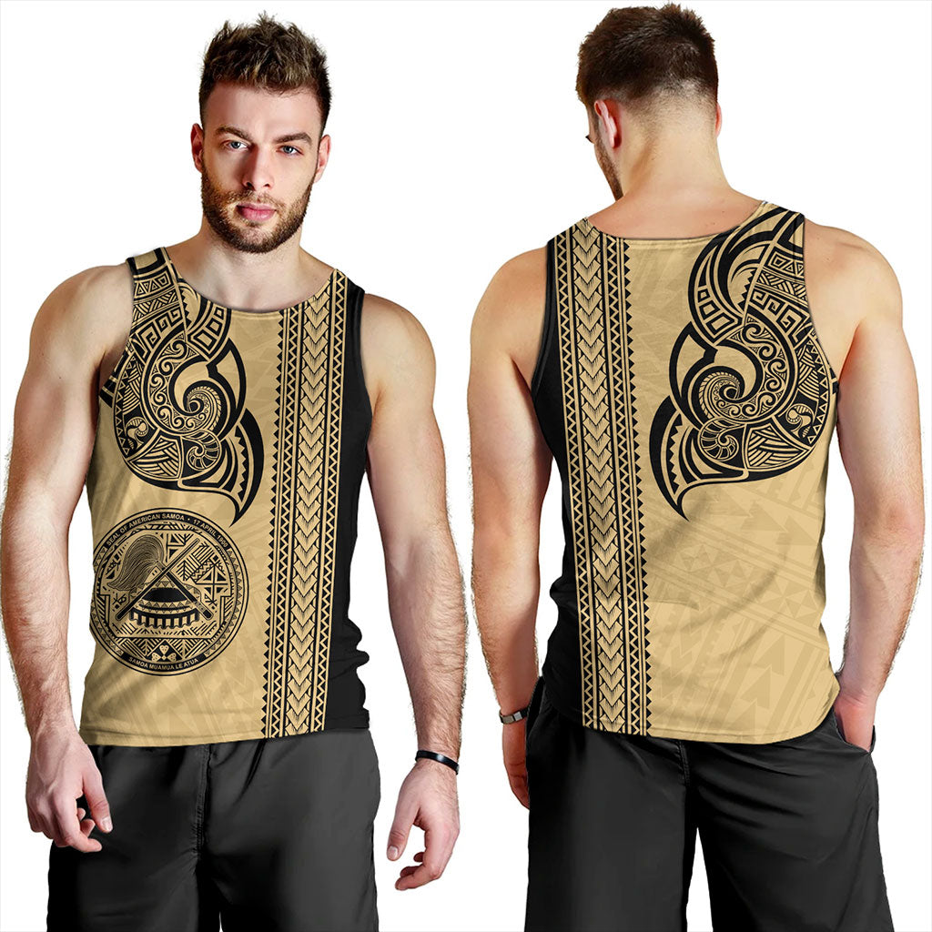 American Samoa Tank Top Polynesia Tribal Tattoo Gold
