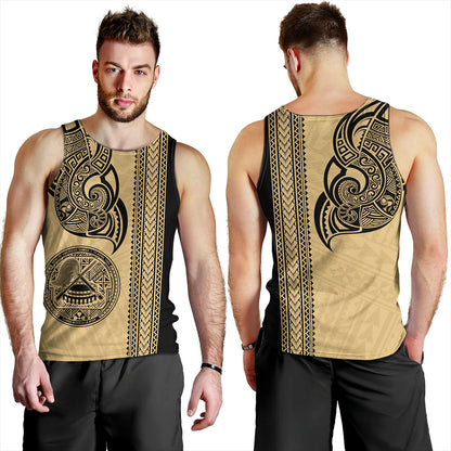 American Samoa Tank Top Polynesia Tribal Tattoo Gold