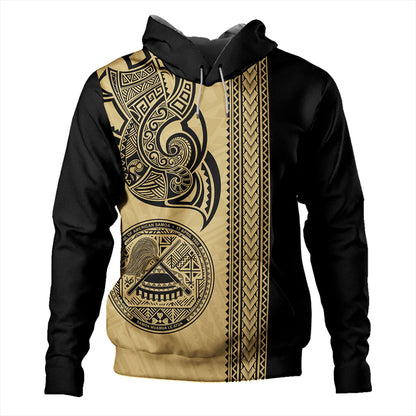 American Samoa Hoodie Polynesia Tribal Tattoo Gold