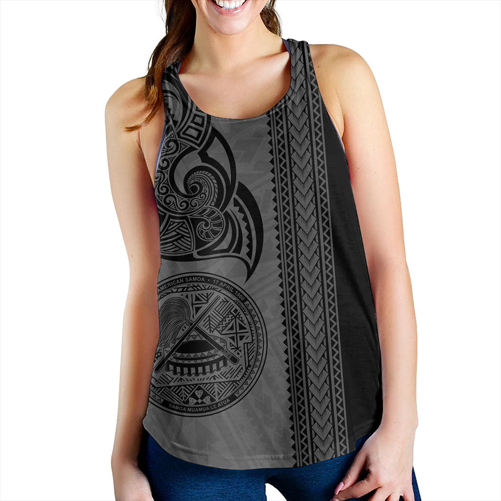 American Samoa Women Tank Polynesia Tribal Tattoo Grey
