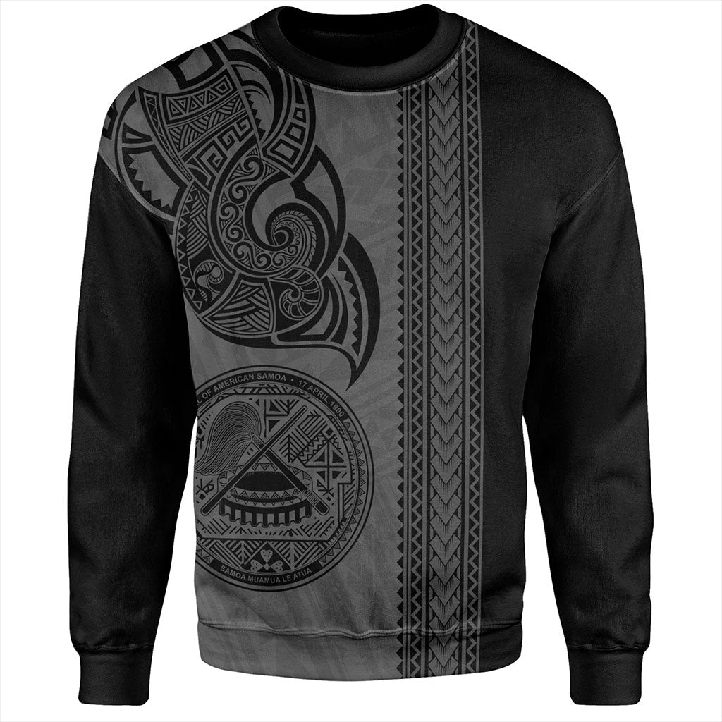 American Samoa Sweatshirt Polynesia Tribal Tattoo Grey
