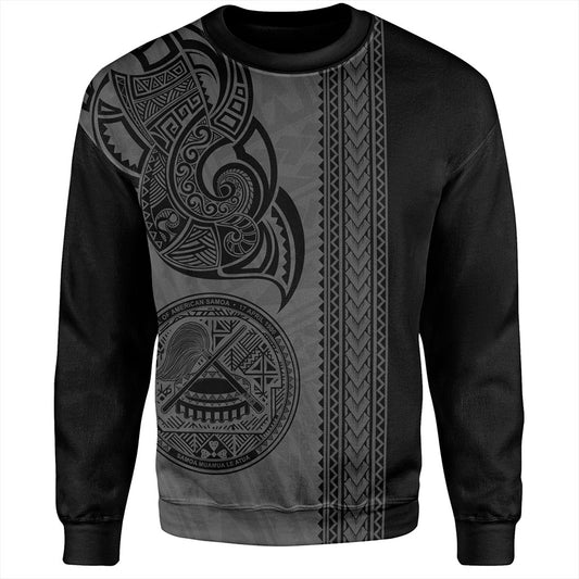 American Samoa Sweatshirt Polynesia Tribal Tattoo Grey