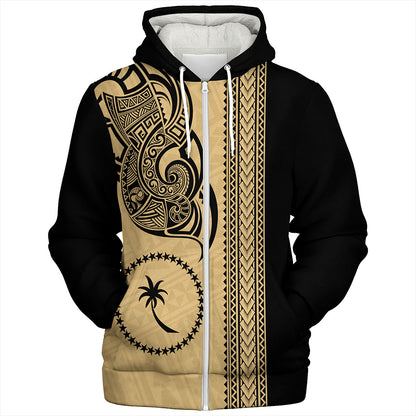 Chuuk State Sherpa Hoodie Polynesia Coat Of Arms Tribal Tattoo