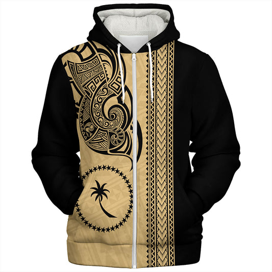 Chuuk State Sherpa Hoodie Polynesia Coat Of Arms Tribal Tattoo