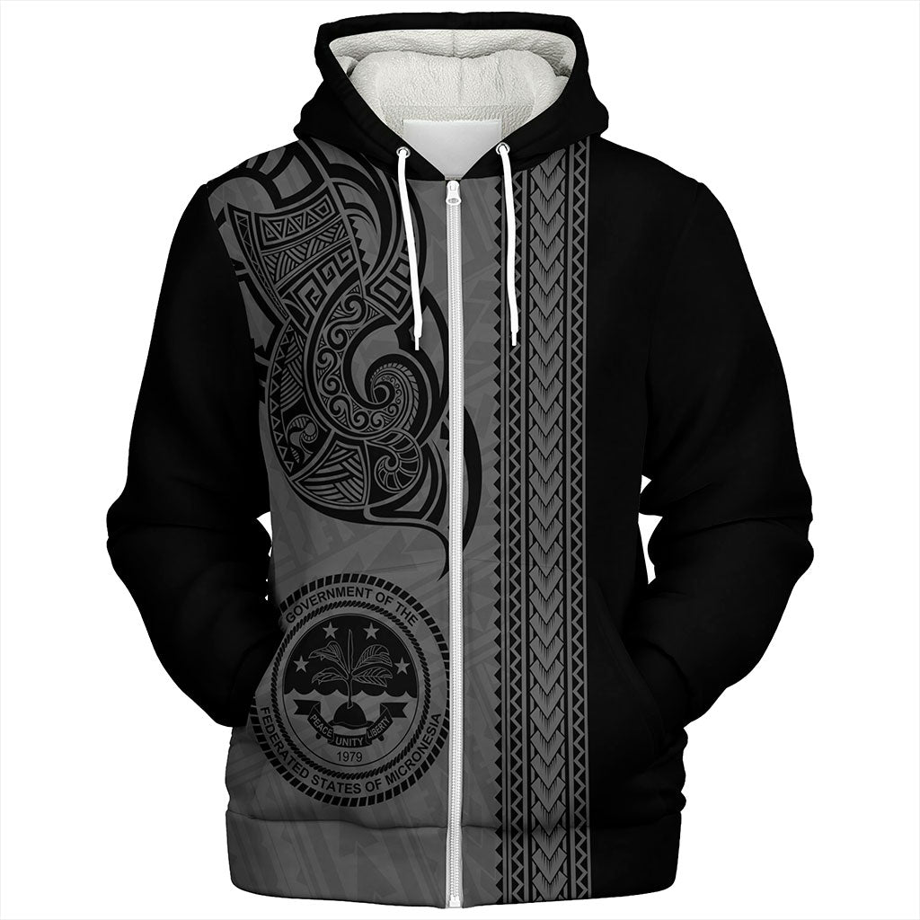 Federated States Of Micronesia Sherpa Hoodie Polynesia Coat Of Arms Tribal Tattoo