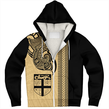 Fiji Sherpa Hoodie Polynesia Tribal Tattoo Gold