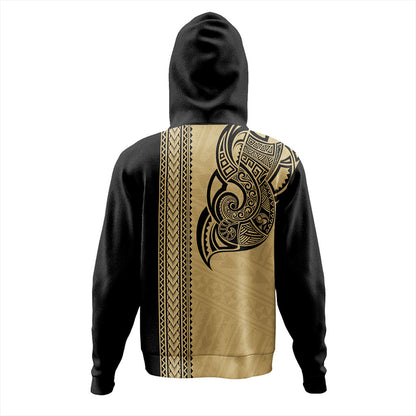 Fiji Hoodie Polynesia Tribal Tattoo Gold