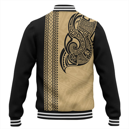 Fiji Baseball Jacket Polynesia Tribal Tattoo Gold