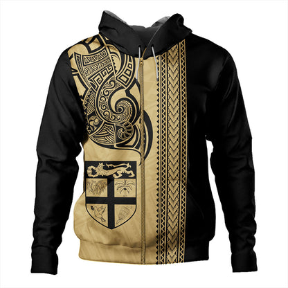Fiji Hoodie Polynesia Tribal Tattoo Gold