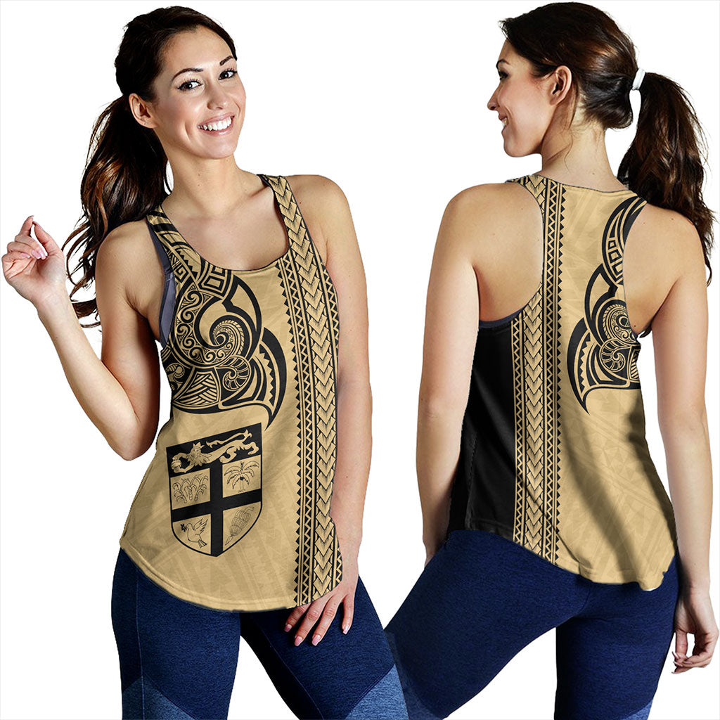 Fiji Women Tank Polynesia Tribal Tattoo Gold