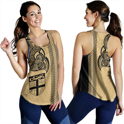 Fiji Women Tank Polynesia Tribal Tattoo Gold