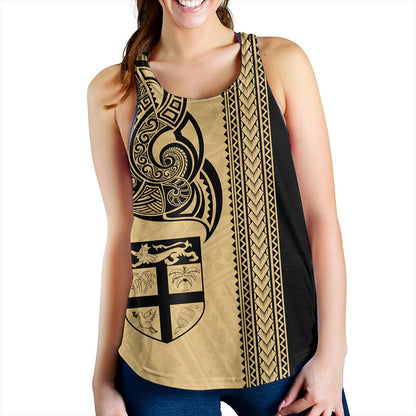 Fiji Women Tank Polynesia Tribal Tattoo Gold