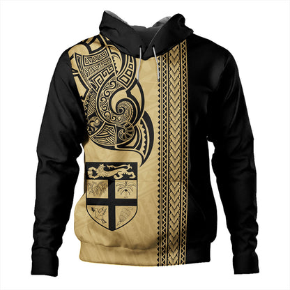 Fiji Hoodie Polynesia Tribal Tattoo Gold