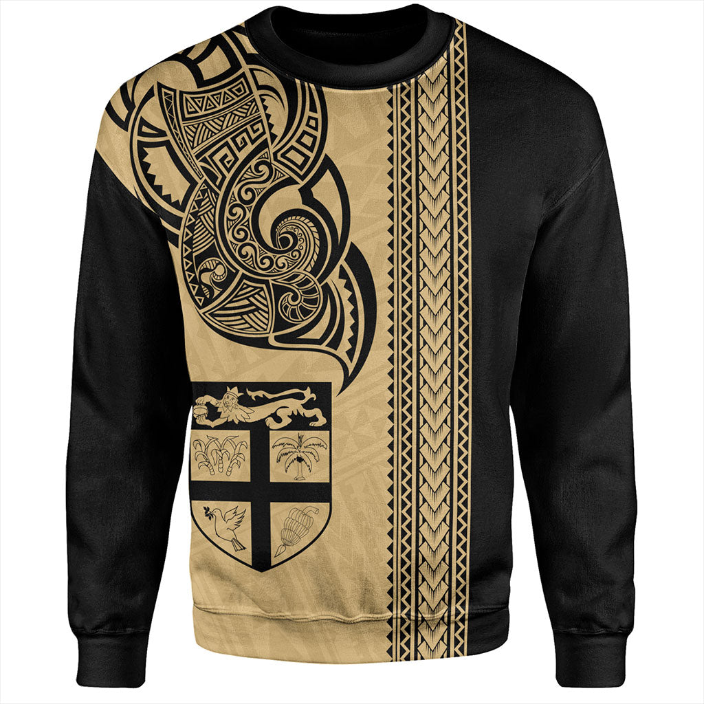 Fiji Sweatshirt Polynesia Tribal Tattoo Gold