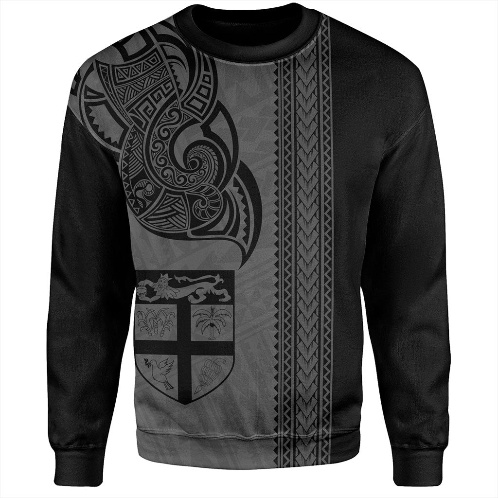 Fiji Sweatshirt Polynesia Tribal Tattoo Grey