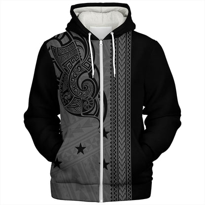 Gambier Islands Sherpa Hoodie Polynesian Coat Of Arms Tribal Tattoo