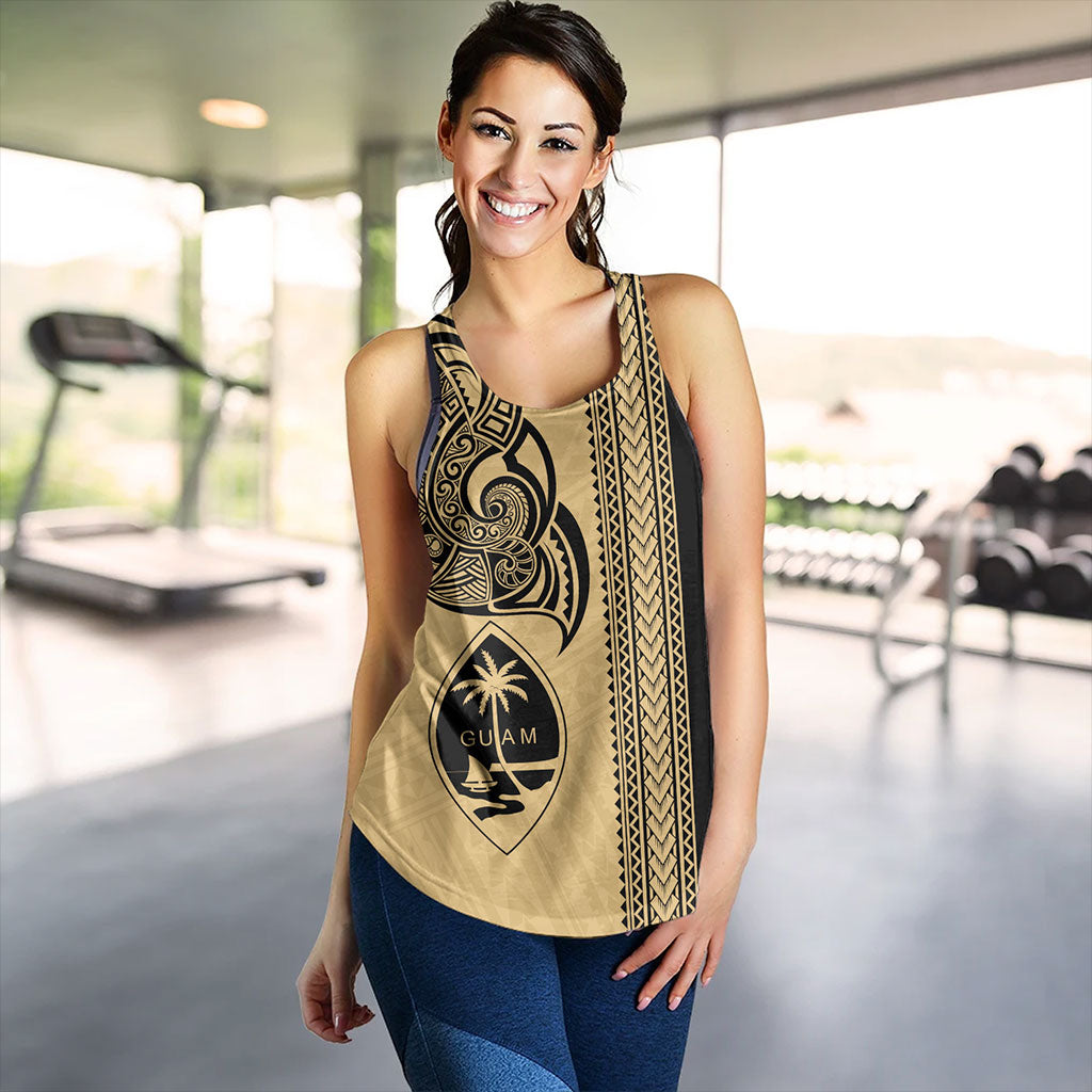 Guam Women Tank Polynesia Tribal Tattoo Gold