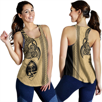 Guam Women Tank Polynesia Tribal Tattoo Gold