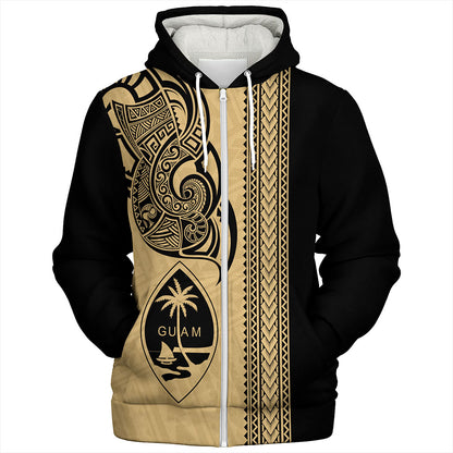 Guam Sherpa Hoodie Polynesia Tribal Tattoo Gold