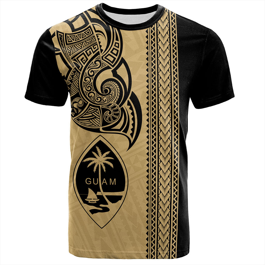 Guam T-Shirt Polynesia Tribal Tattoo Gold