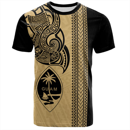 Guam T-Shirt Polynesia Tribal Tattoo Gold
