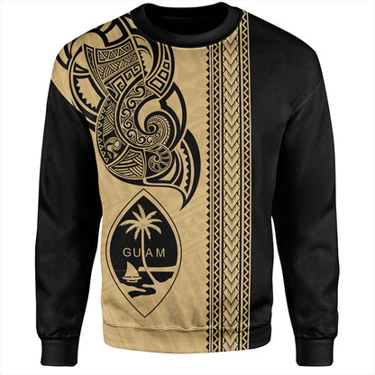 Guam Sweatshirt Polynesia Tribal Tattoo Gold