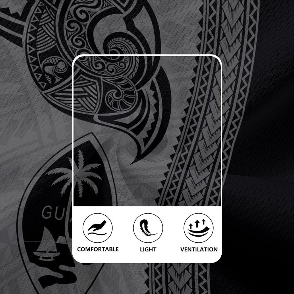 Guam Rugby Jersey Polynesia Tribal Tattoo Grey