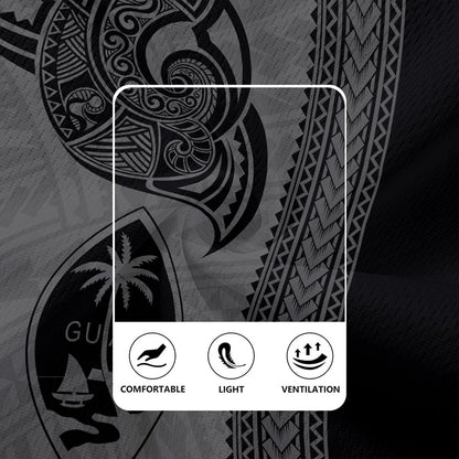 Guam Rugby Jersey Polynesia Tribal Tattoo Grey