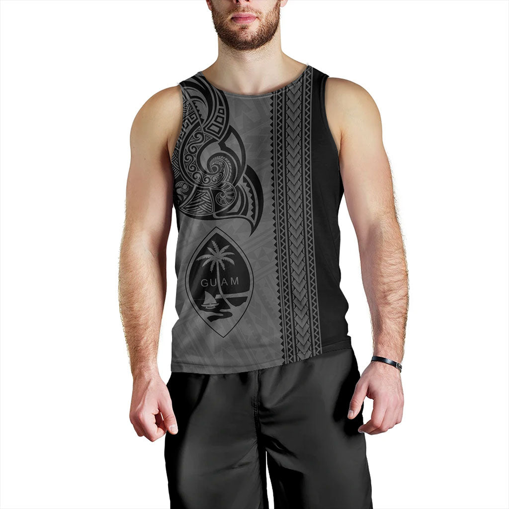 Guam Tank Top Polynesia Tribal Tattoo Grey