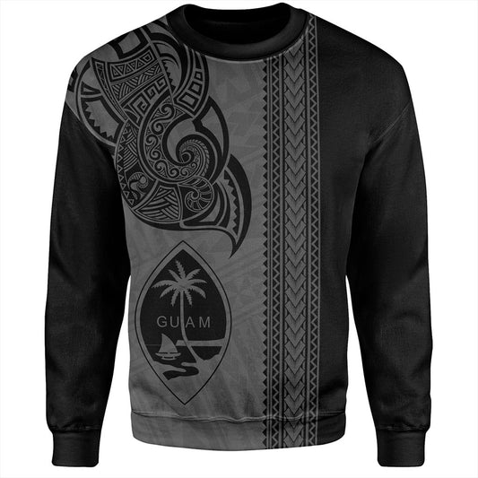 Guam Sweatshirt Polynesia Tribal Tattoo Grey