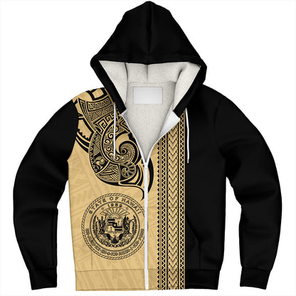 Hawaii Sherpa Hoodie Polynesia Tribal Tattoo Gold