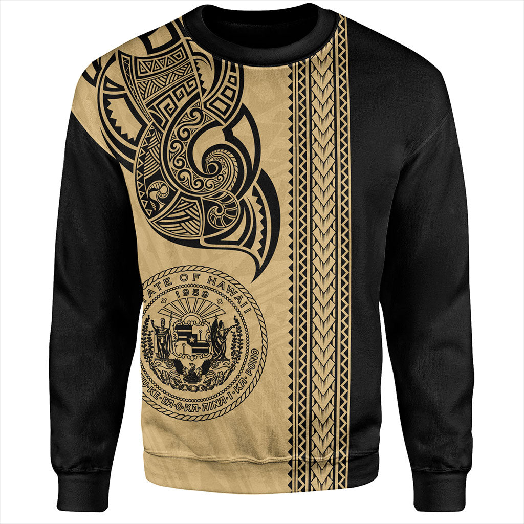 Hawaii Sweatshirt Polynesia Tribal Tattoo Gold
