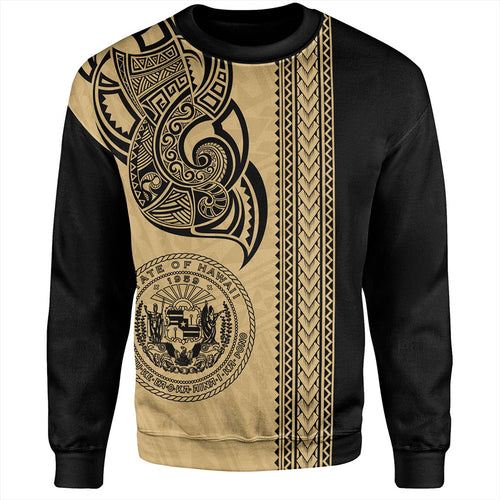 Hawaii Sweatshirt Polynesia Tribal Tattoo Gold