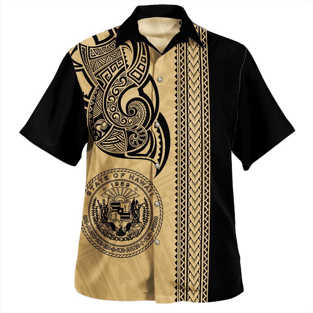 Hawaii Hawaiian Shirt Polynesia Tribal Tattoo Gold