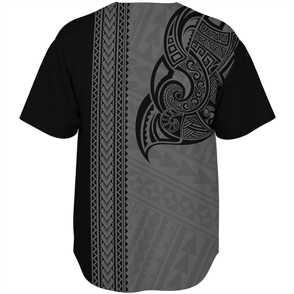 Hawaii Baseball Shirt Polynesia Coat Of Arms Tribal Tattoo Grey