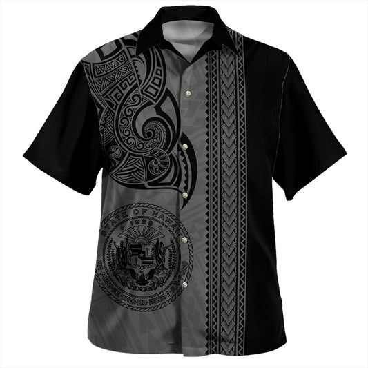 Hawaii Hawaiian Shirt Polynesia Coat Of Arms Tribal Tattoo Grey
