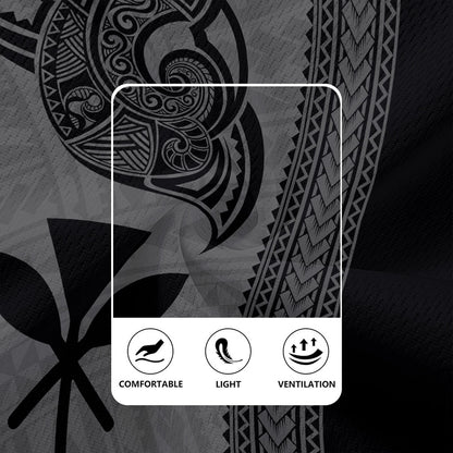 Hawaii Rugby Jersey Polynesia Tribal Tattoo Grey