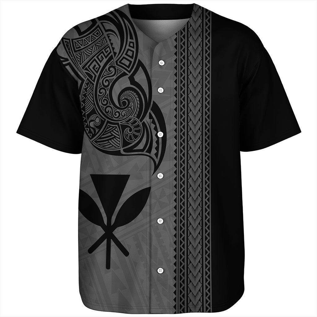 Hawaii Baseball Shirt Polynesia Tribal Tattoo Grey