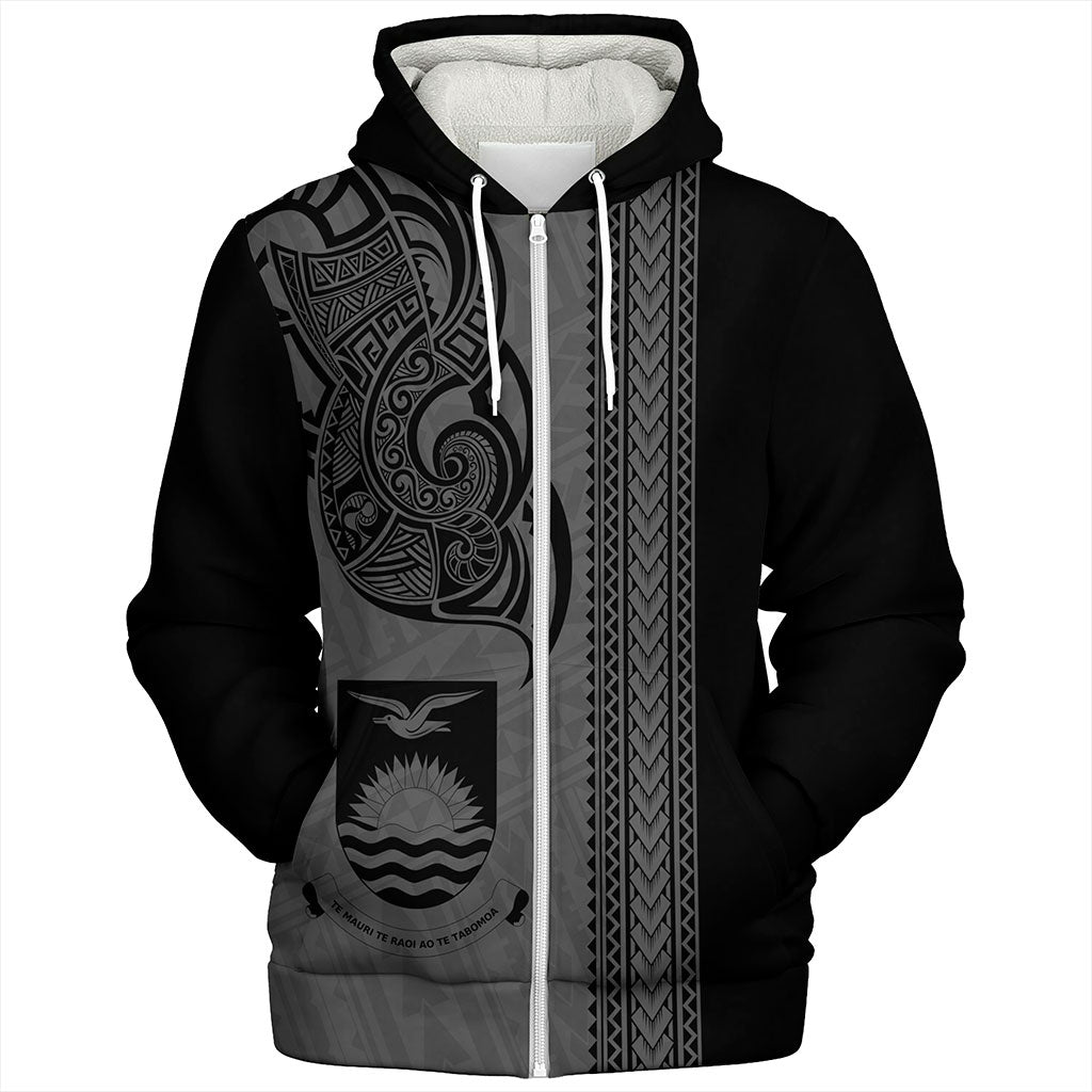 Kiribati Sherpa Hoodie Polynesia Coat Of Arms Tribal Tattoo