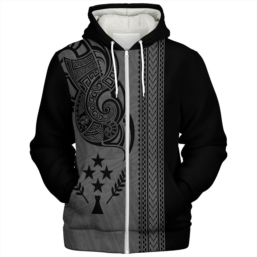 Kosrae Sherpa Hoodie Polynesia Coat Of Arms Tribal Tattoo