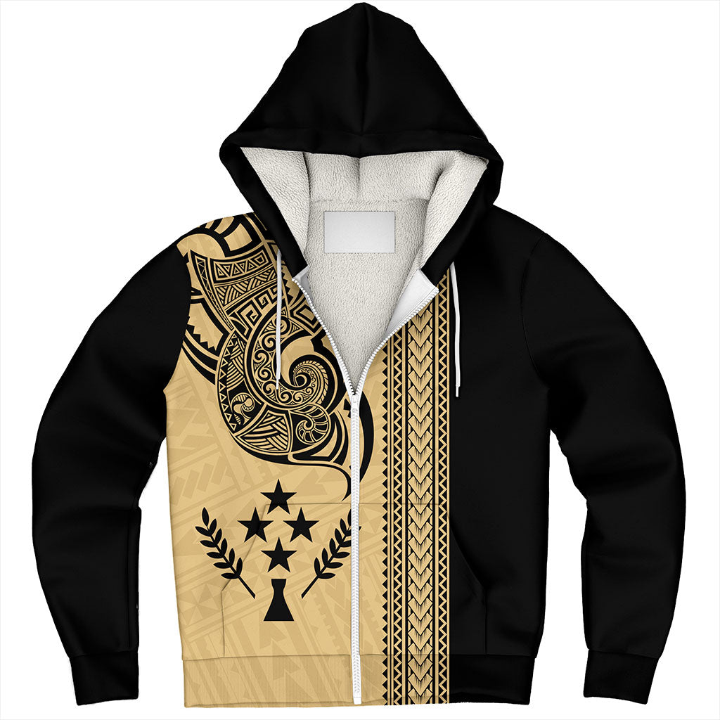 Kosrae Sherpa Hoodie Polynesia Coat Of Arms Tribal Tattoo