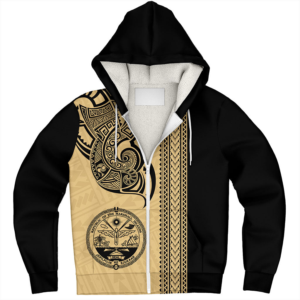 Marshall Islands Sherpa Hoodie Polynesia Coat Of Arms Tribal Tattoo
