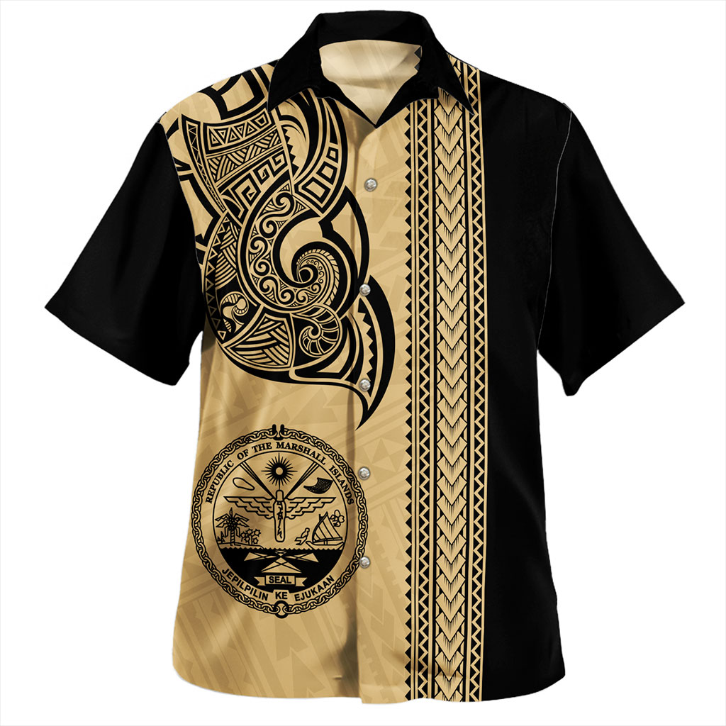 Marshall Islands Hawaiian Shirt Polynesia Coat Of Arms Tribal Tattoo