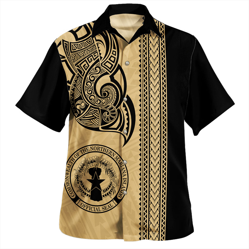 Northern Mariana Islands Hawaiian Shirt Polynesia Coat Of Arms Tribal Tattoo
